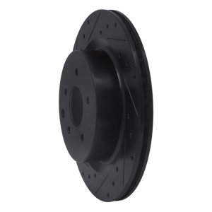 Infiniti G35 Brake Rotor (1) - Rear Left - R1 Concepts - Drilled & Slotted - Black - `03-`08